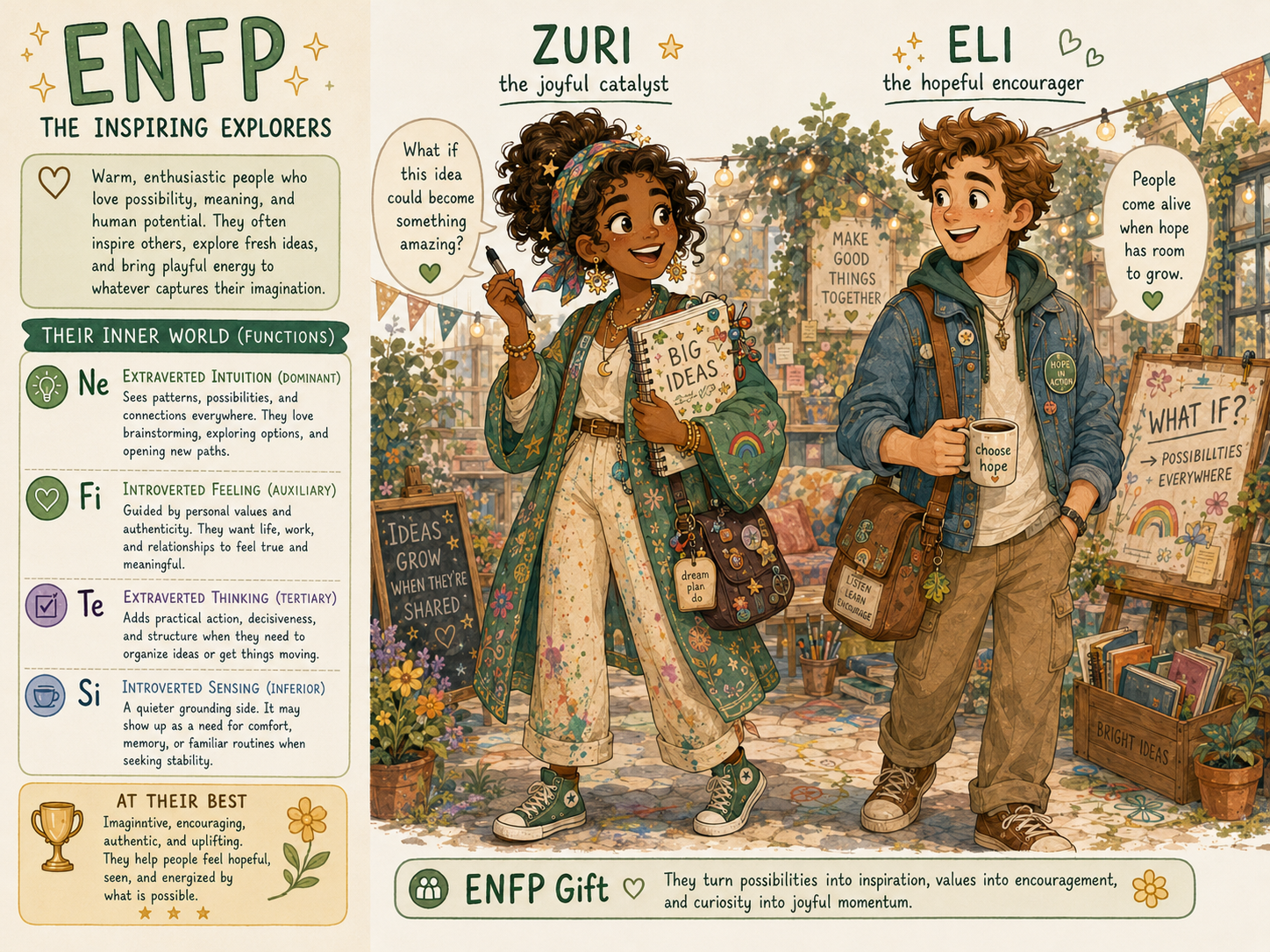 Cartoon illustrating the ENFP personality type