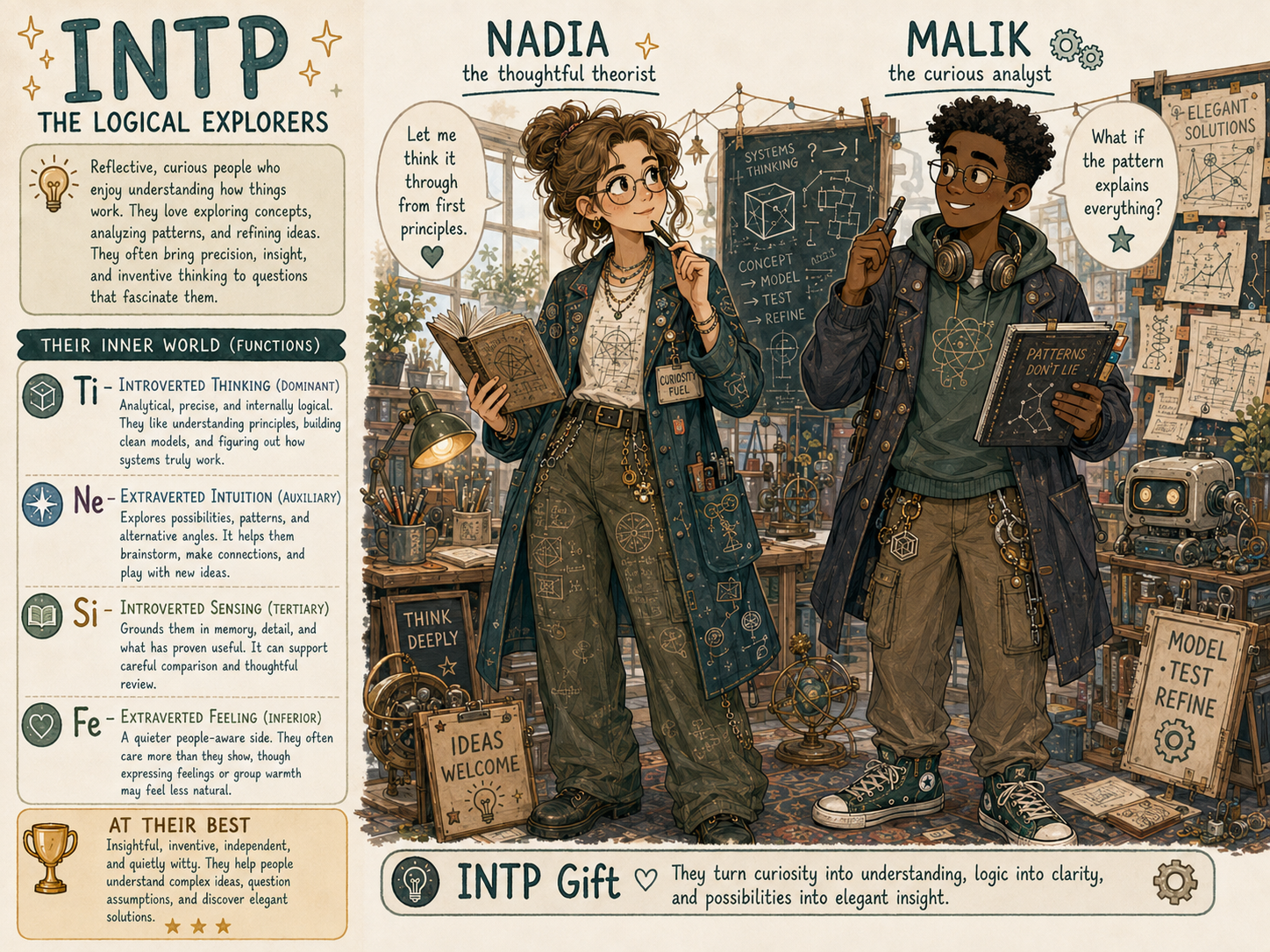 Cartoon illustrating the INTP personality type